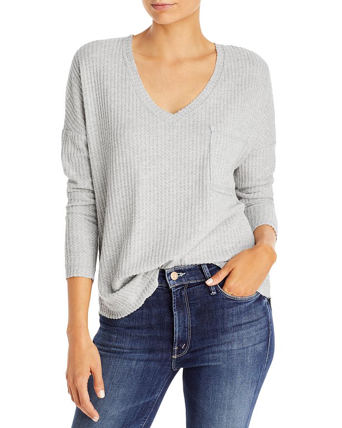 Aqua Waffle Knit Top - 100% Exclusive In Heather Gray