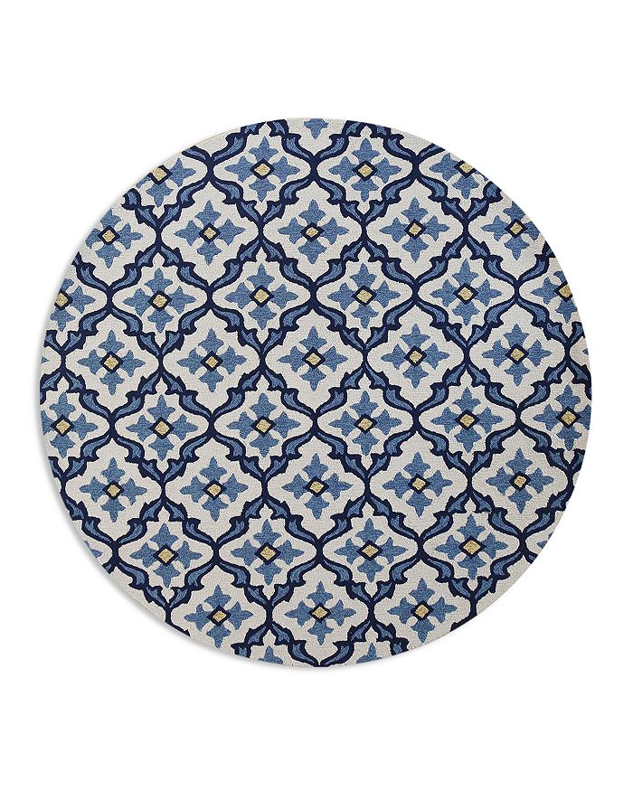 Shop Kas Harbor Mosaic Round Area Rug, 7'6 X 7'6 In Ivory/blue