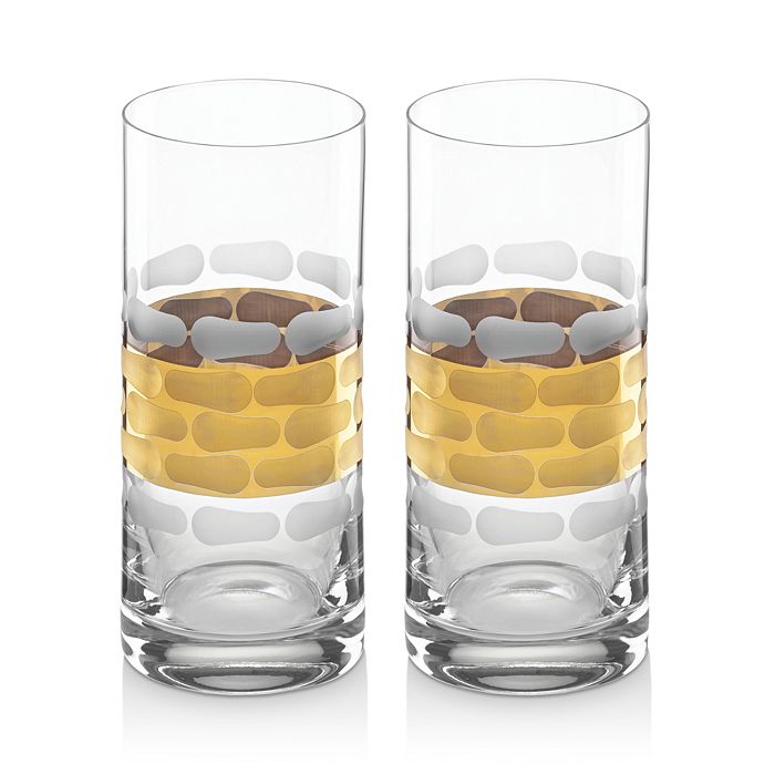 Shop Michael Wainwright Truro Highball Glass Set Of 2 In Clear/gold