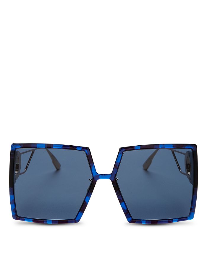 Dior Women's Montaigne Square Sunglasses, 58mm In Blue Havana/blue Gold Gradient