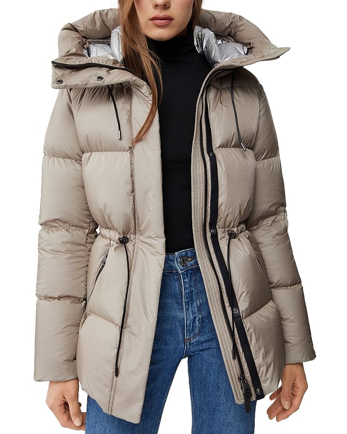 Mackage Freya Foil Shield Water-repellent Hooded Down Jacket In Champagne