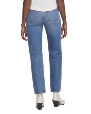 90's Pinch Waist High Rise Straight Leg Jeans in Navigate