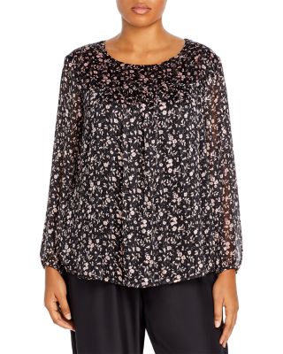 AQUA Curve - Plus Size Floral Print Top - 100% Exclusive