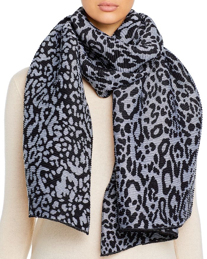 Bloomingdale's Pleated Animal Scarf - 100% Exclusive In Black/white