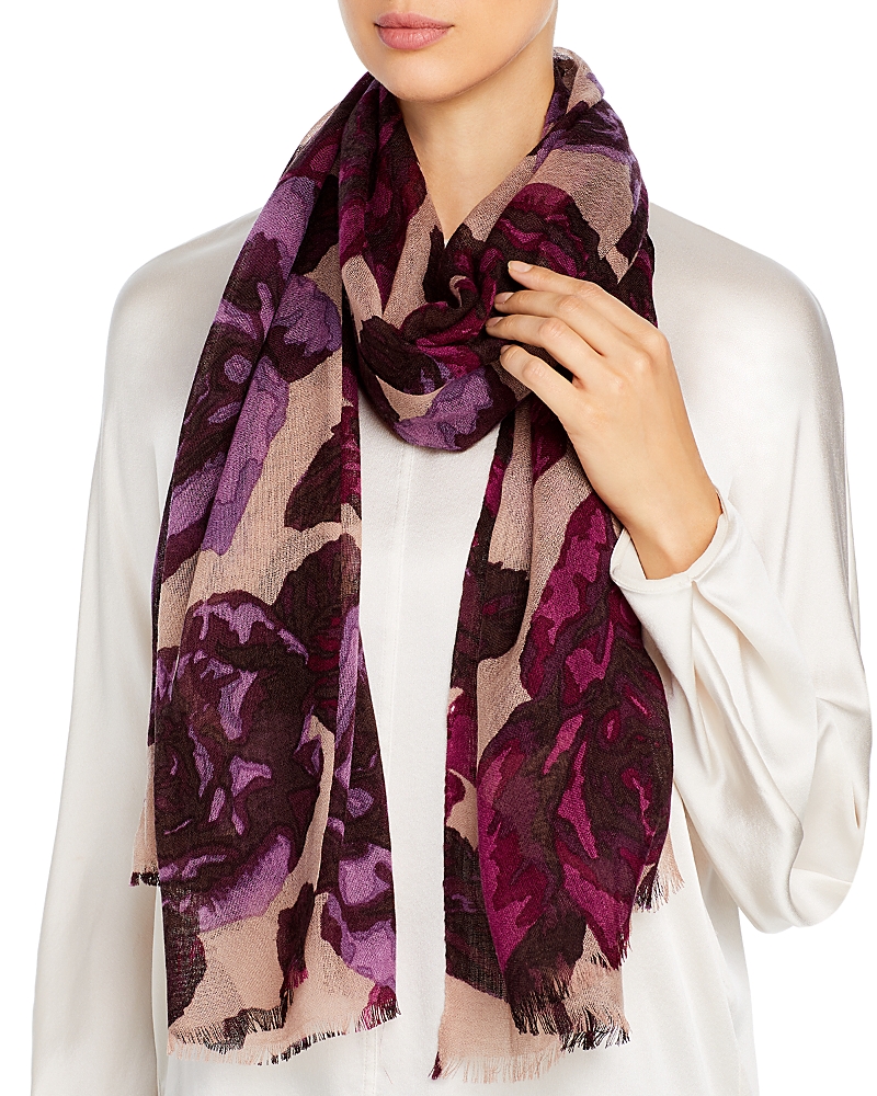 Bloomingdale's Floral Print Wool Scarf - Exclusive