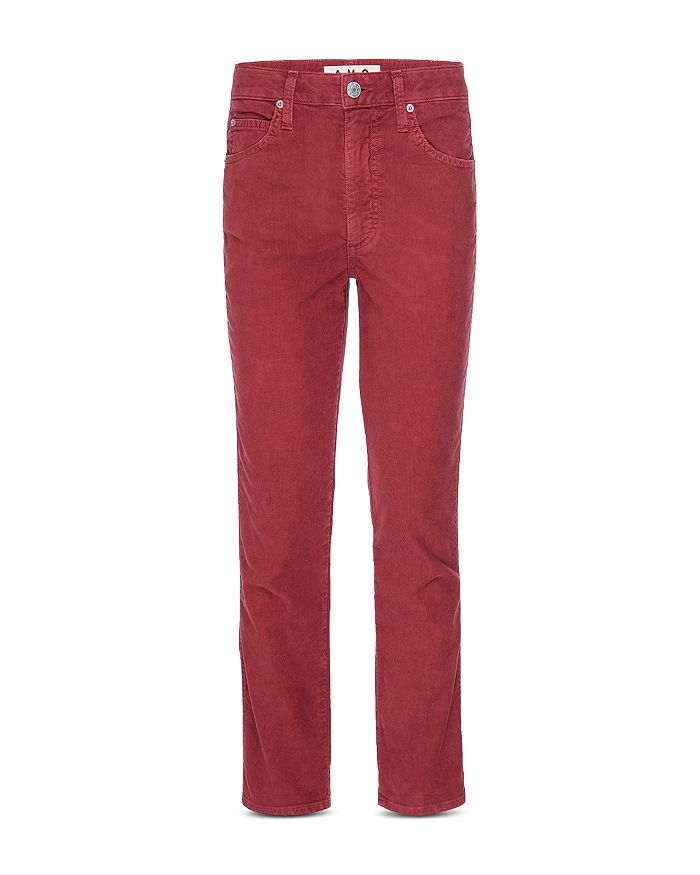 Amo Chloe Cropped Corduroy Pants In Washed Red