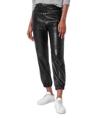 faux leather jogging pants