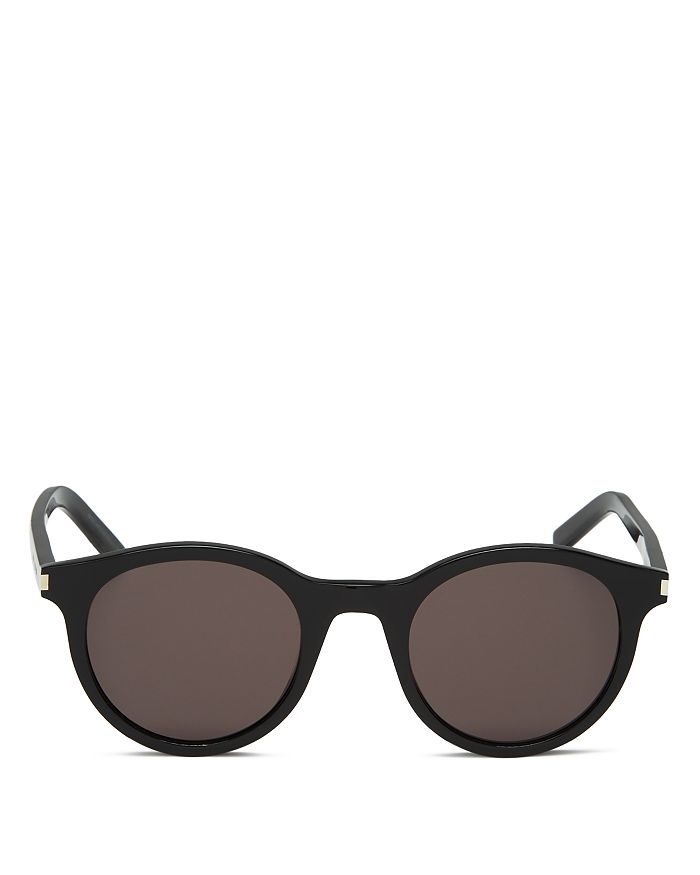 Saint Laurent Unisex Round Sunglasses, 49mm In Shiny Black