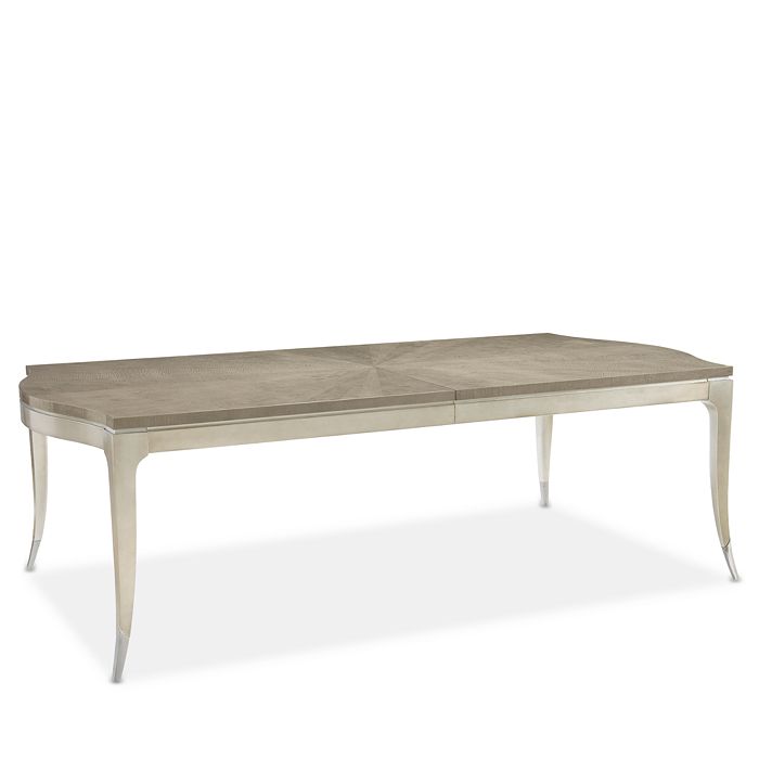 Caracole On A Silver Platter Dining Table In Moon Sand Finish/silver Leaf Accents