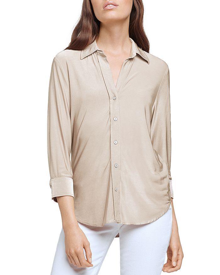 L Agence L'agence Dani Three Quarter Sleeve Blouse In Champagne