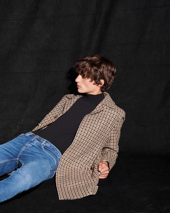 SANDRO FOX HOUNDSTOOTH WOOL COAT