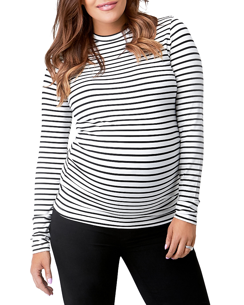 Nom Maternity Liv Jersey Long-sleeve Top In White/black Stripe