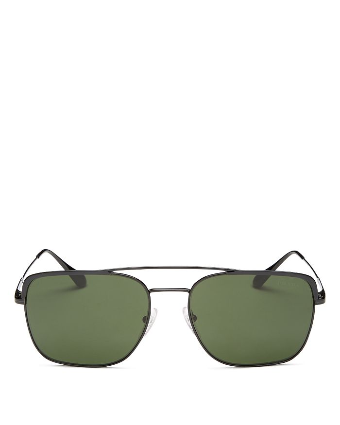 Prada Men's Brow Bar Aviator Sunglasses, 59mm In Black/green