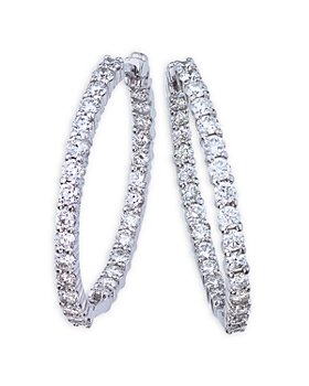 Roberto Coin - 18K White Gold Perfect Diamond Inside Out Hoop Earrings