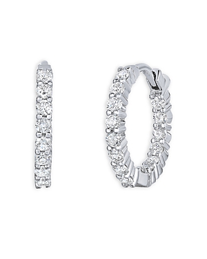 Roberto Coin 18K White Gold Perfect Diamond Inside Out Extra Small Hoop Earrings