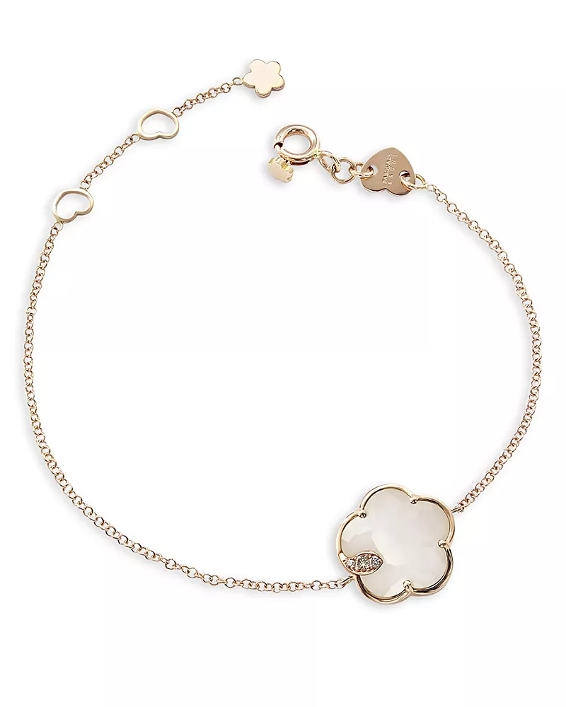 Pasquale Bruni 18k Rose Gold Petit Joli White Agate & Diamond Bracelet