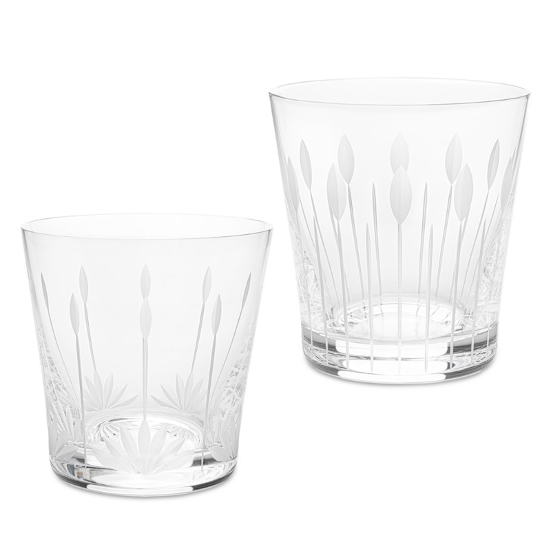 Lalique Lotus Blossoms & Buds Tumblers, Set of 2 in Clear