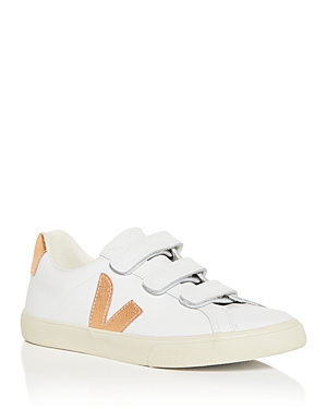 Veja Women's 3-lock Low Top Sneakers In White/orange