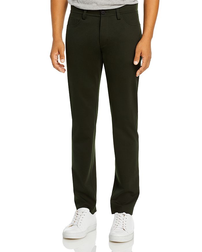 Theory Tech Raffi Compact Straight Slim Fit Ponte Pants In Grove