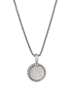 David Yurman - Sterling Silver Cable Collectibles Initial Charm Necklace with Diamonds, 18"