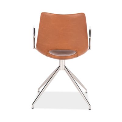 Dawn Midcentury Modern Leather Swivel Office Arm Chair