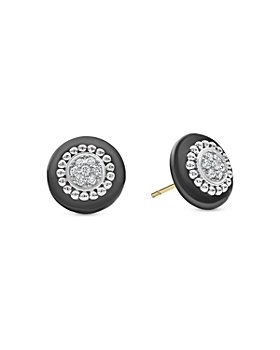 LAGOS - Sterling Silver Diamond & Black Ceramic Stud Earrings