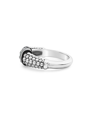 Sterling Silver Black Caviar Diamond & Black Ceramic Statement Ring