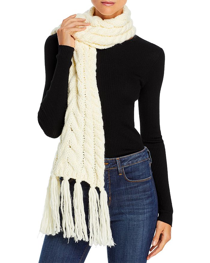 Aqua Chunky Cable Knit Scarf - 100% Exclusive In Ivory