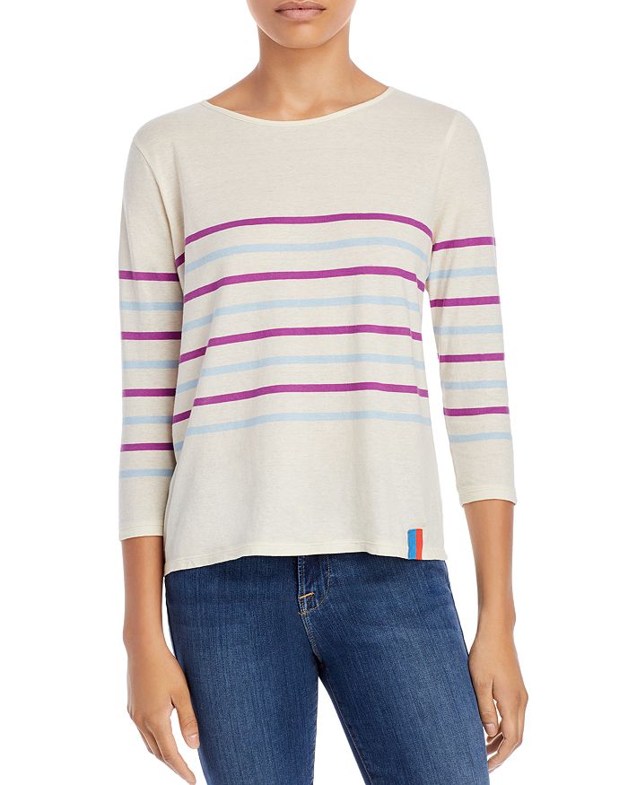 Kule The Malibu Striped T-shirt In Cream/violet/scandi