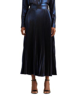 Lauren pleated metallic skirt best sale