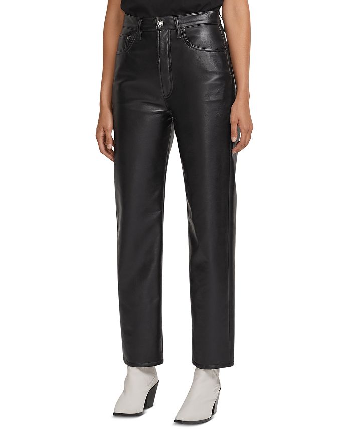 + NET SUSTAIN 90s Pinch Waist leather-blend straight-leg pants