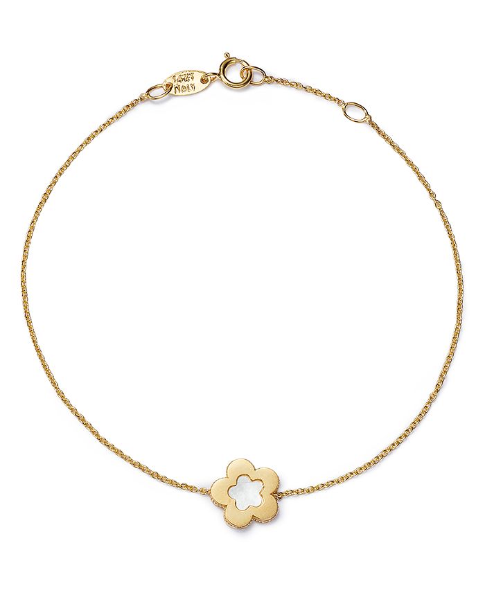 Bloomingdale's Made In Italy Flower Bracelet In 14k Yellow Gold - 100% Exclusive In White