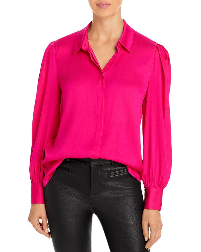 Milly Francia Button Down Shirt In Shocking Pink