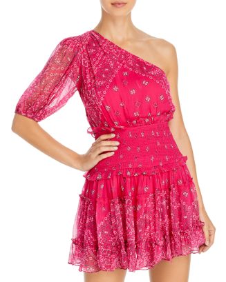 Rococo Sand One Shoulder Chiffon Mini Dress | Bloomingdale's