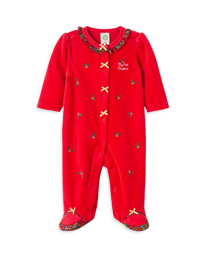 Little Me Girls Holly Plaid Velour Footie Baby Bloomingdale s