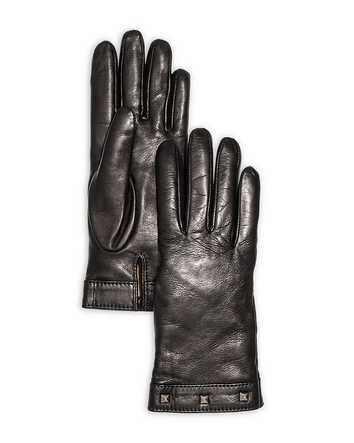 Bloomingdale's Studded Leather & Cashmere Gloves - 100% Exclusive In Black