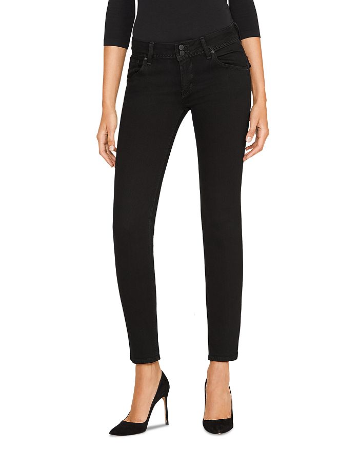 Hudson Collin Mid Rise Skinny Jeans in Black | Bloomingdale's