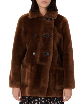 Maje Gaban Reversible Real Sheep Shearling Coat | Bloomingdale's