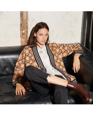 Sandro Ron Oversized Jacquard Logo Cardigan | Bloomingdale's