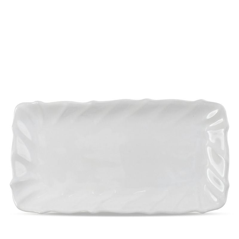 Vietri Incanto Stone White Ruffle Rectangular Tray In White