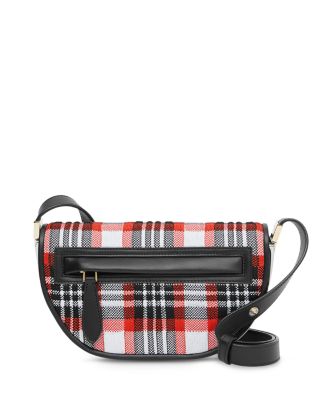 Burberry - Olympia Mini Knitted Tartan & Leather Shoulder Bag