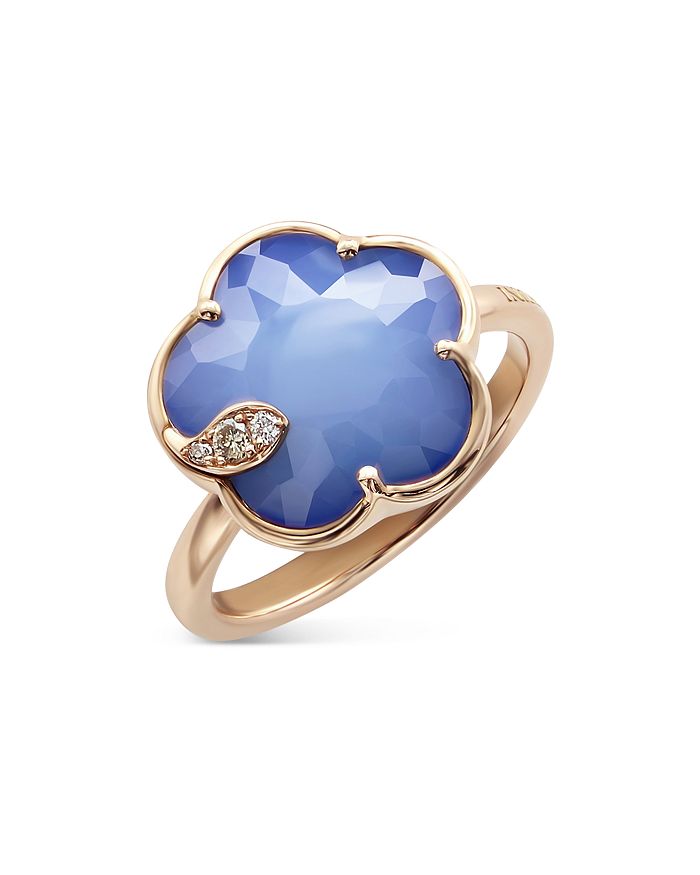 Shop Pasquale Bruni 18k Rose Gold Petit Joli Lapis White Agate Doublet & Diamond Ring In Blue