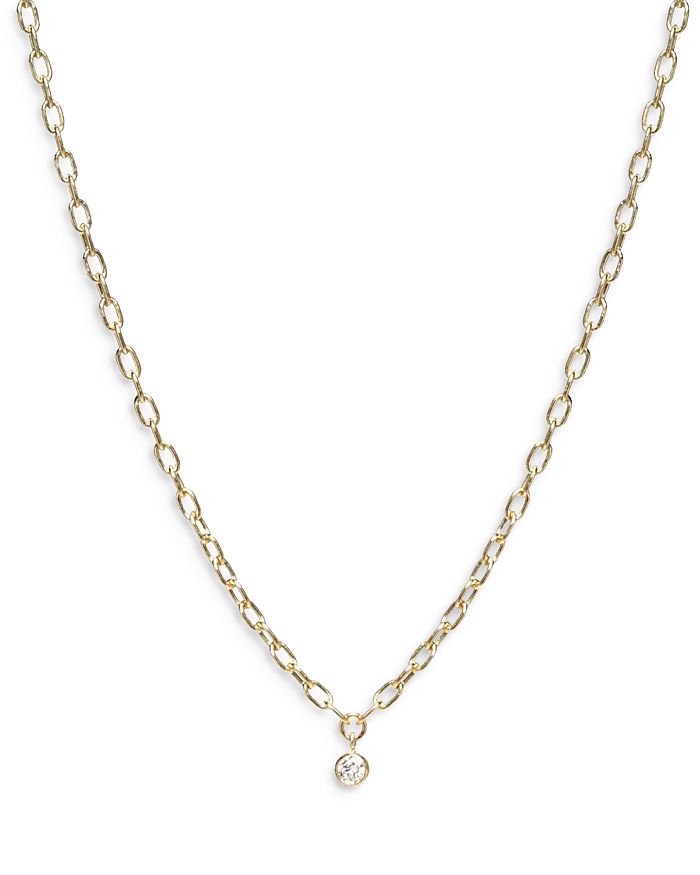 Shop Zoë Chicco 14k Yellow Gold Diamond Bezel Pendant Necklace, 16