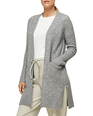 Whistles Lilly Long Line Wool Cardigan In Gray