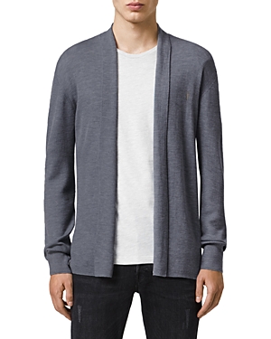 Allsaints Mode Merino Wool Open Cardigan Sweater In Shadow Blue