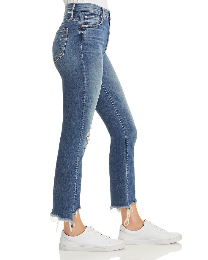 Shop Mother The Insider High Rise Crop Step Fray Bootcut Jeans In Dancing On Coals