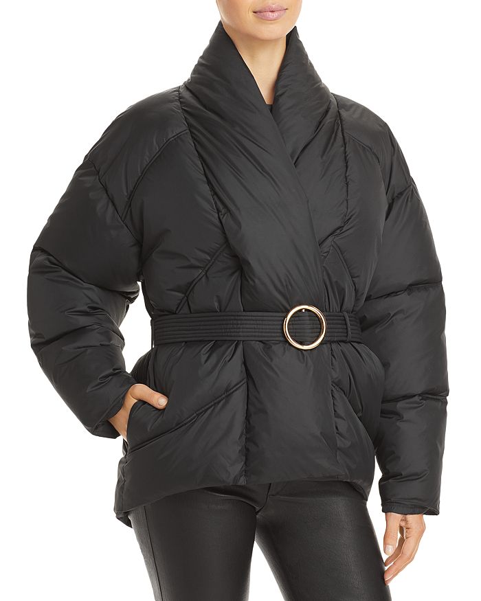 FRAME BELTED WRAP PUFFER COAT,LWOT0603