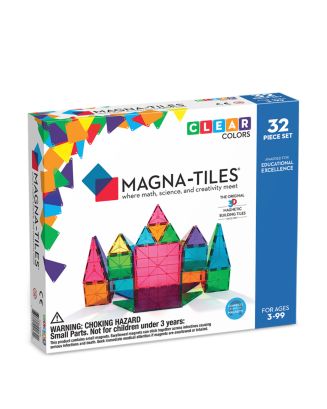Magna-tiles 32 Pc. Clear Colors Magnetic Tiles Set - Ages 3+