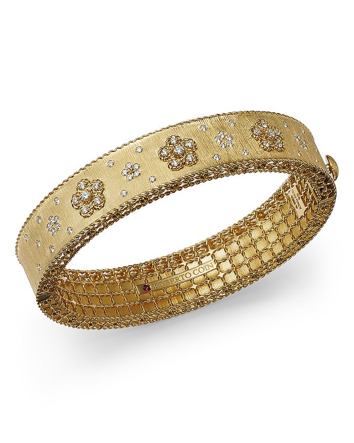 Shop Roberto Coin 18k Yellow Gold Daisy Lux Diamond Bangle Bracelet - 100% Exclusive