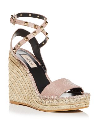 valentino garavani rockstud double espadrille wedge sandals